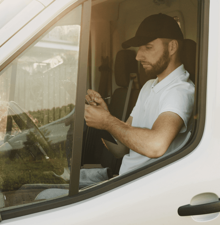 man in truck