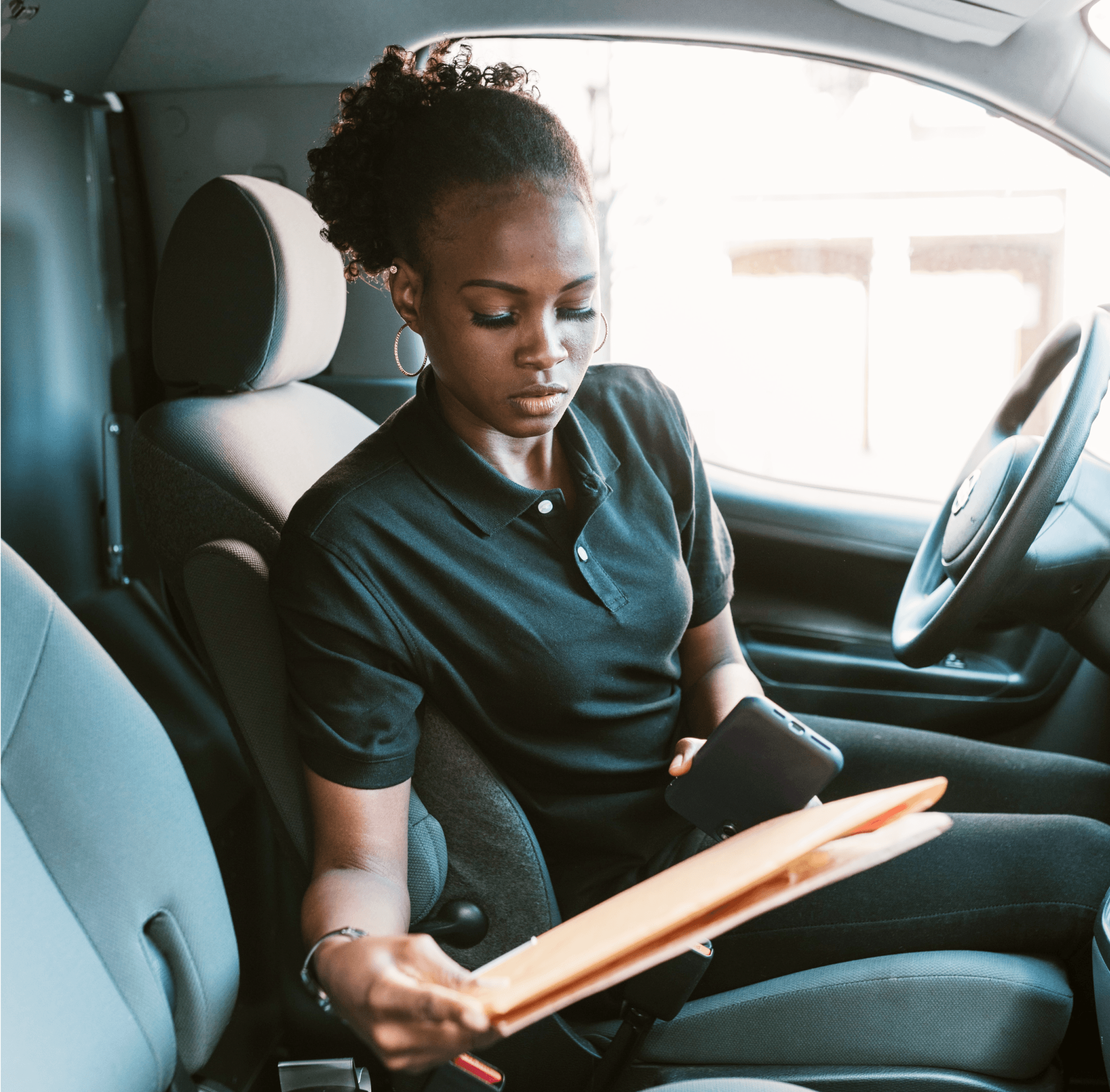 image of woman in car