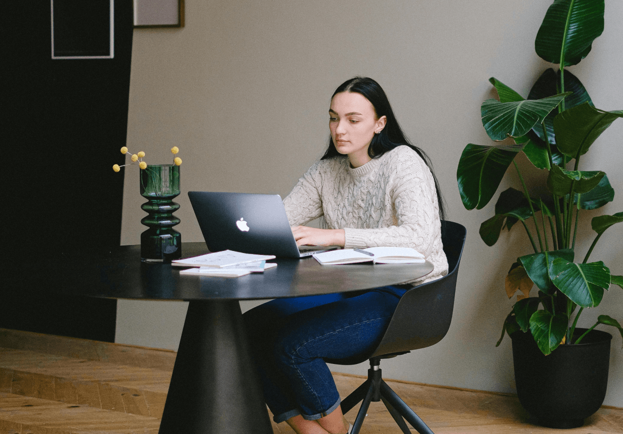 woman on computer