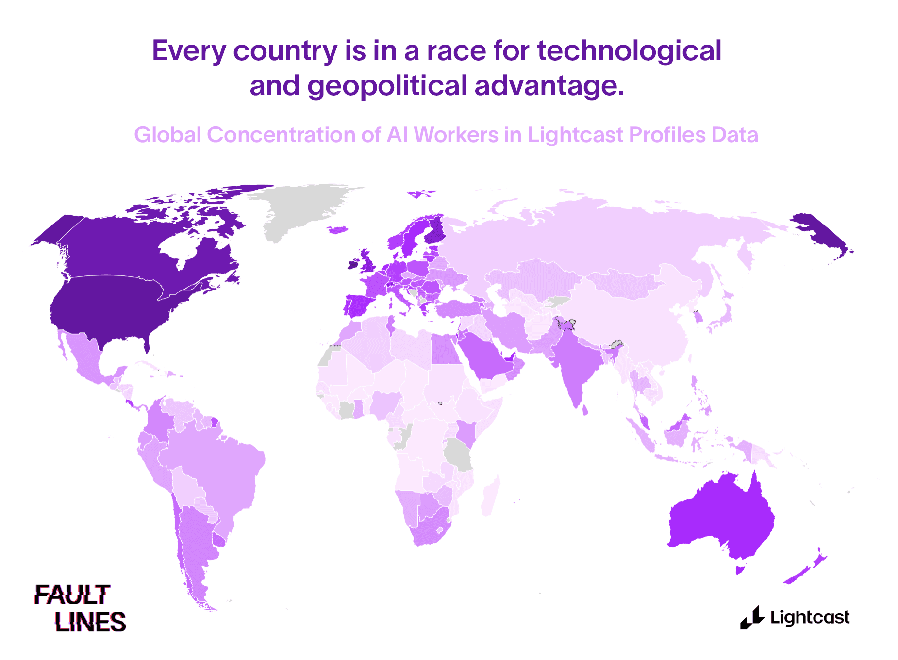 Global Concentration of AI Workers in Lightcast Profiles Data